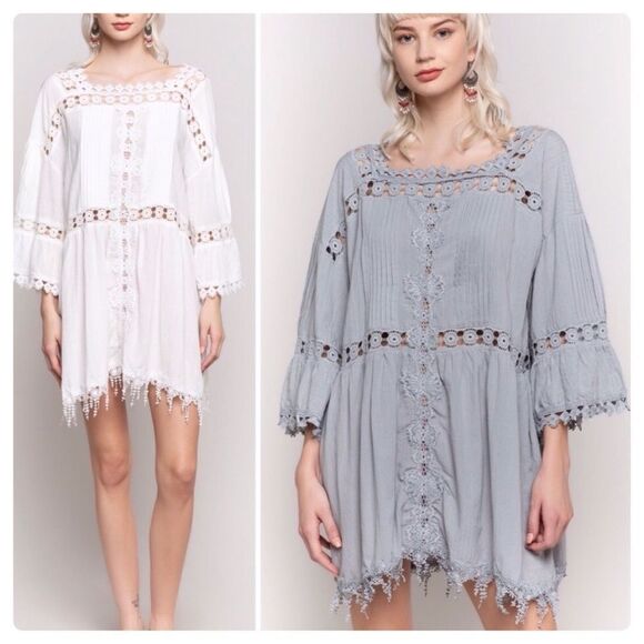 woven Tunic Dress with lace - Picture 4 of 14